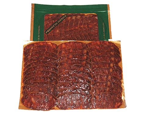 Chorizo ibérico de cebo loncheado y envasado al vacío